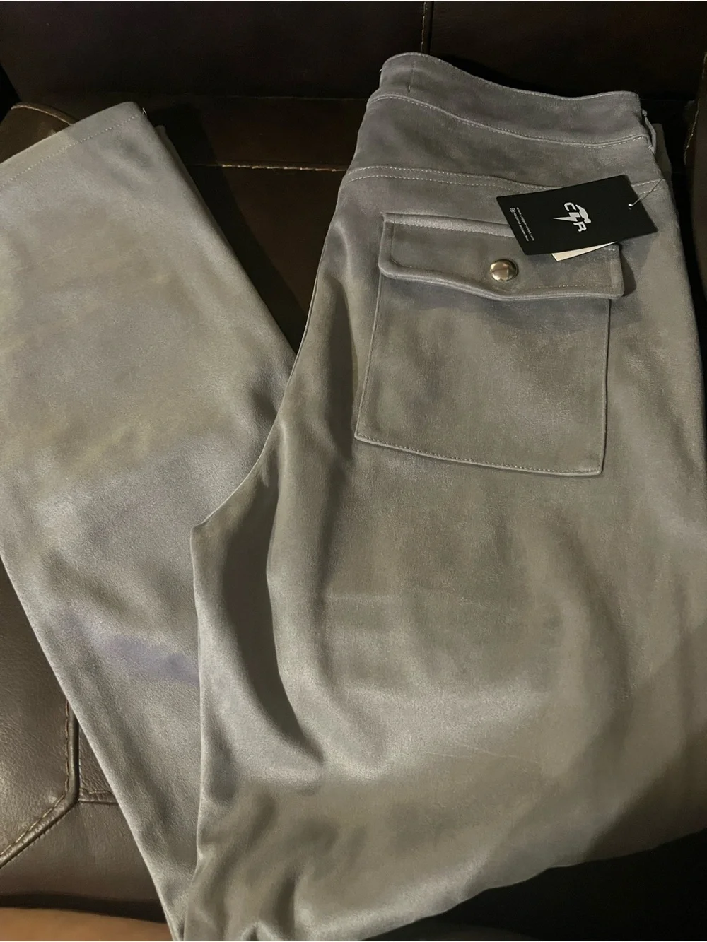 NWT Copper Rivet Men’s 34x32 Gray Suede Feel Cargo Pants Rhinestone Western